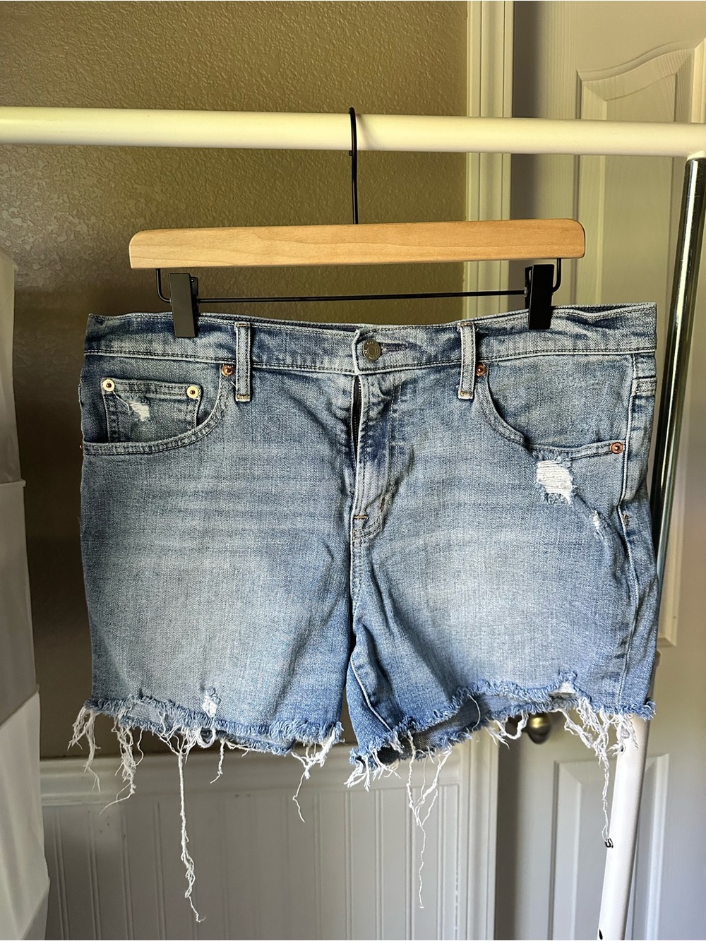 GAP Light Blue Frayed Denim Cutoff Shorts